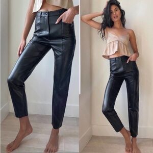 Aritzia Wilfred The Rebel Straight Leg Vegan Leather Utility Pant Sz 4 Punk Goth